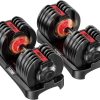 TYZDMY Adjustable Dumbbells Pair, 15-in-1 5-52.5LBS Per Dumbbell Total 105LBS, Quick Rotate Adjustment Double Auto-Lock Safety System Non-Slip Rubber Grip with Storage Base for Home Gym Strength Training Men Women