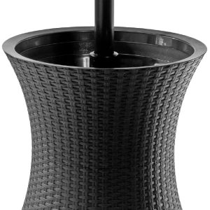 Keter Pacific Cool Bar Outdoor Patio Side Table, 7.5 Gallon Hidden Beverage Cooler, Pop-Up Top All Weather Resin Rattan Look Furniture for Hot Tub, Lawn & Garden, Dark Grey & Brown Available